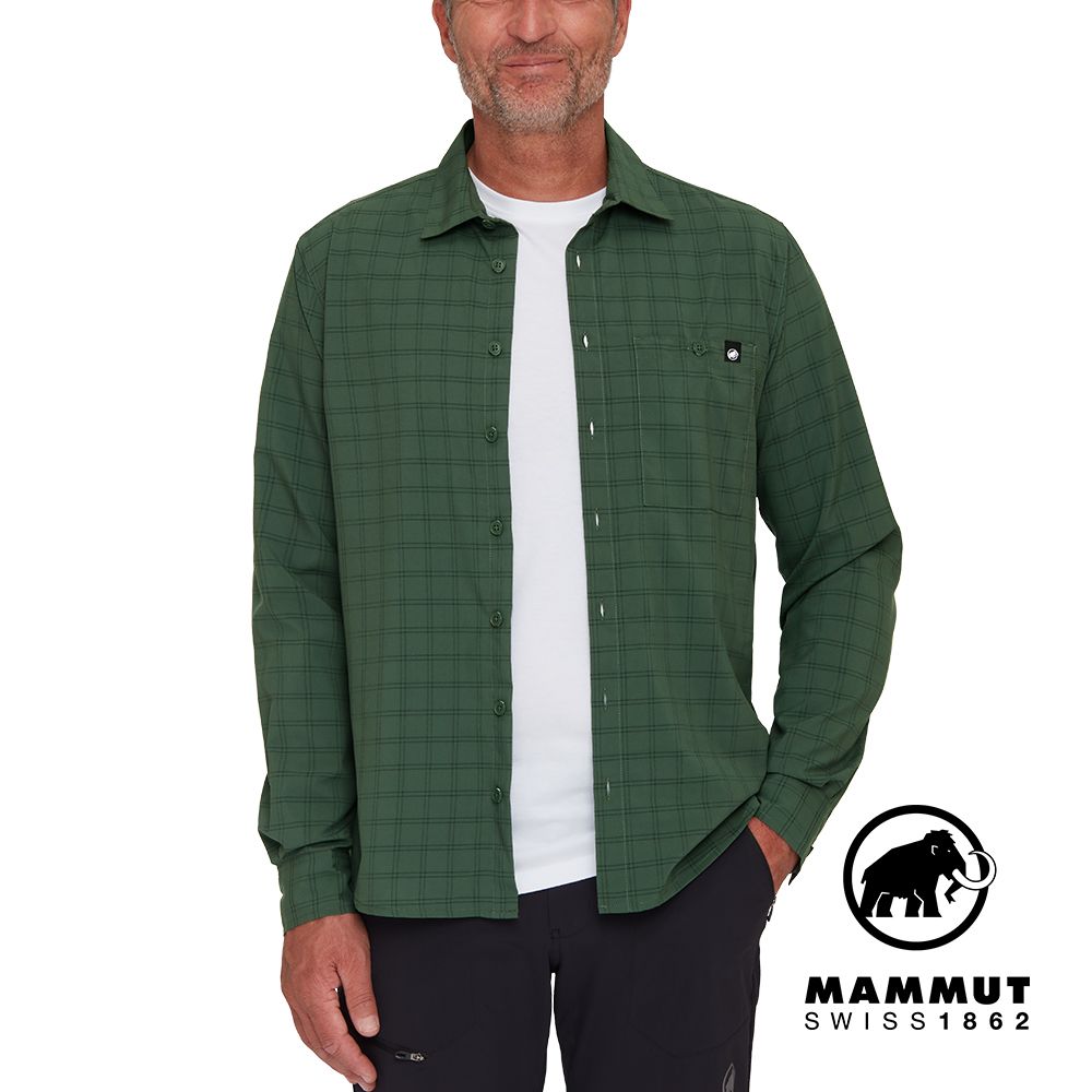 MAMMUT 長毛象 Lenni Longsleeve Shirt Men 機能長袖格紋襯衫 男款 綠樹林/黑 #1015-01460