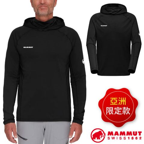 MAMMUT 長毛象 AF 男 Selun FL Sun Hoody 機能套頭連帽上衣.高領面罩休閒運動衫.連帽T恤/HeiQ Fresh FFL無銀防臭/ 1016-01400-0001 黑