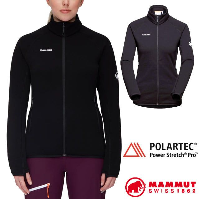 MAMMUT 長毛象 女 Aconcagua 輕量透氣快乾耐磨保暖刷毛外套.夾克.大衣/Polartec Power Stretch Pro/1014-04461-0001 黑