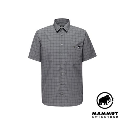 MAMMUT 長毛象 Lenni Shirt Men 機能短袖格紋襯衫 男款 鋼鐵灰/黑 #1015-01470