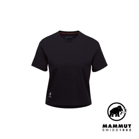 MAMMUT 長毛象 Massone T-Shirt Cropped W Patch 有機棉短版短袖T恤 黑色 女 #1017-05180