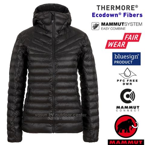 MAMMUT 長毛象 女 Albula IN Hooded 輕量保暖防風連帽化纖外套.夾克/PFC-free無氟撥水/1013-01790-0001 黑