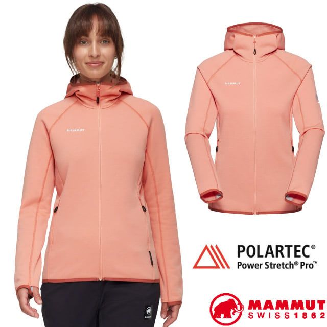 MAMMUT 長毛象 女 Aconcagua 輕量透氣耐磨保暖刷毛連帽外套.夾克/Polartec Power Stretch Pro/1014-04442-3770 石英粉