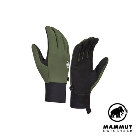 MAMMUT 長毛象 Astro Glove 防風透氣皮革觸控手套 深沼澤綠/黑 男款 #1190-00381