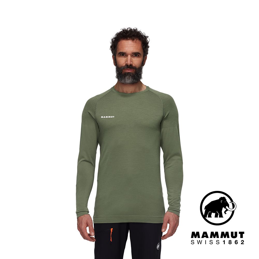 MAMMUT 長毛象 Trift Longsleeve Men 羊毛混紡長袖排汗衣 沼澤綠 男款 #1016-01070