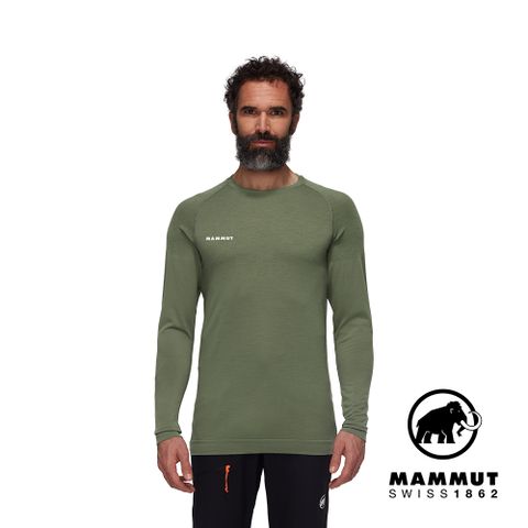 MAMMUT 長毛象 Trift Longsleeve Men 羊毛混紡長袖排汗衣 沼澤綠 男款 #1016-01070