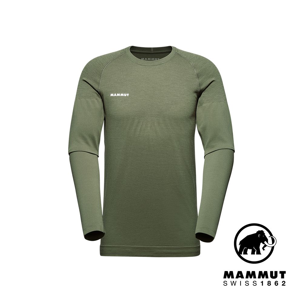 MAMMUT 長毛象 Trift Longsleeve Men 羊毛混紡長袖排汗衣 沼澤綠 男款 #1016-01070