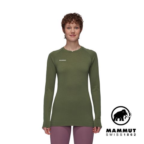 MAMMUT 長毛象 Trift Longsleeve W 羊毛混紡長袖排汗衣 沼澤綠 女款 #1016-01080