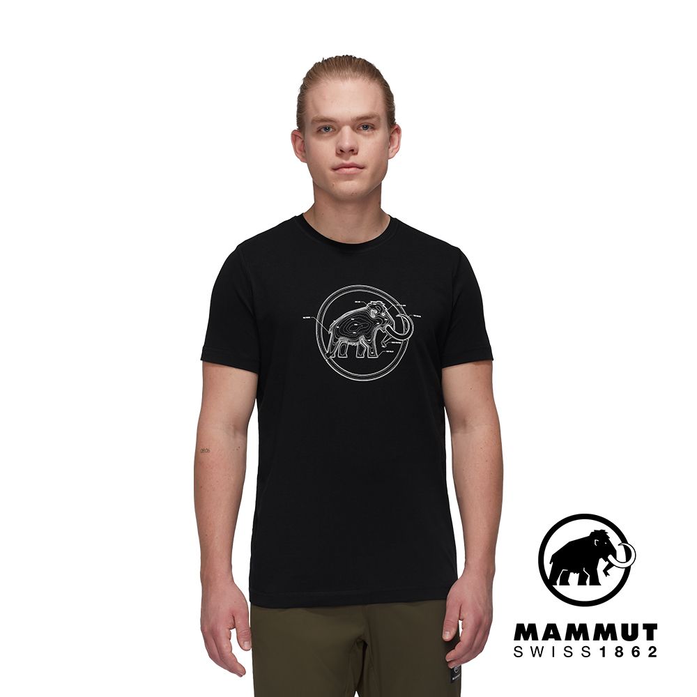 MAMMUT 長毛象 Mammut Core T-Shirt Lines 機能有機棉LOGO短袖T恤 男款 黑色 #1017-04045