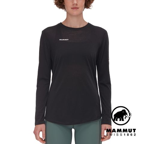 MAMMUT 長毛象 Tree Wool FL Longsleeve W 羊毛混紡快乾抗臭長袖T恤 黑色 女款 #1016-01710