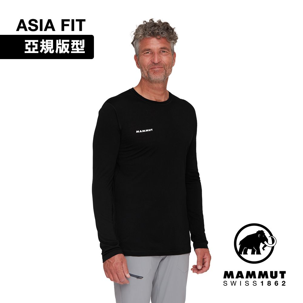 MAMMUT 長毛象 Tree Wool FL LS AF Men 羊毛混紡快乾抗臭長袖T恤 黑色 男款 #1016-01720