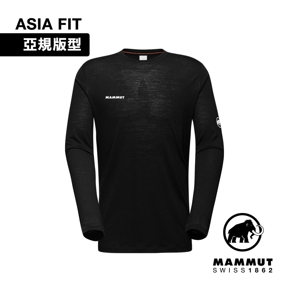 MAMMUT 長毛象 Tree Wool FL LS AF Men 羊毛混紡快乾抗臭長袖T恤 黑色 男款 #1016-01720