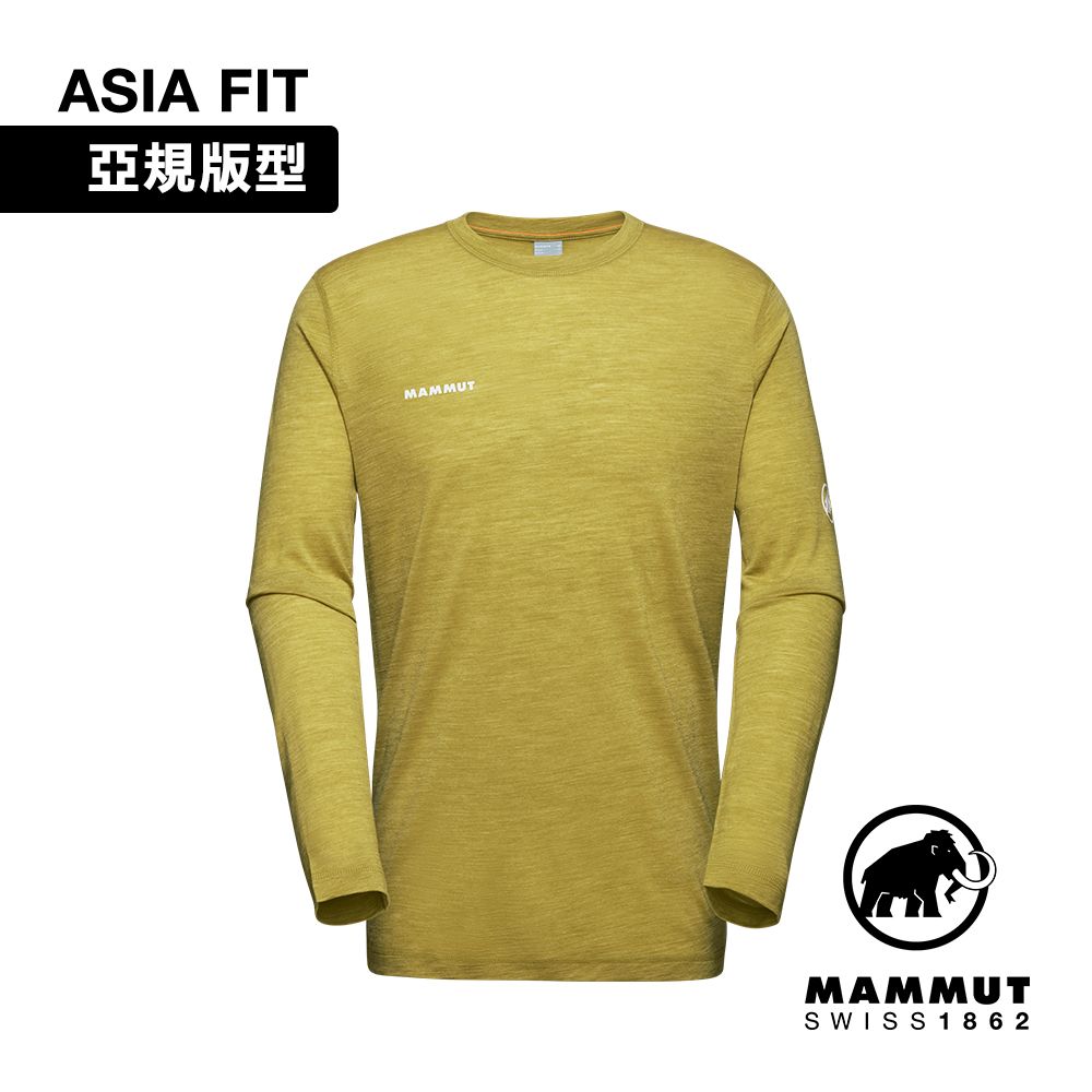 MAMMUT 長毛象 Tree Wool FL LS AF 羊毛混紡快乾抗臭長袖T恤 光暈黃 男款 #1016-01720