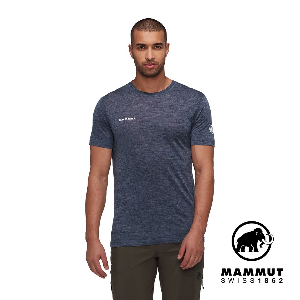 MAMMUT 長毛象 Tree Wool FL T-Shirt M 羊毛混紡快乾抗臭短袖T恤 海洋藍 男款 #1017-06660