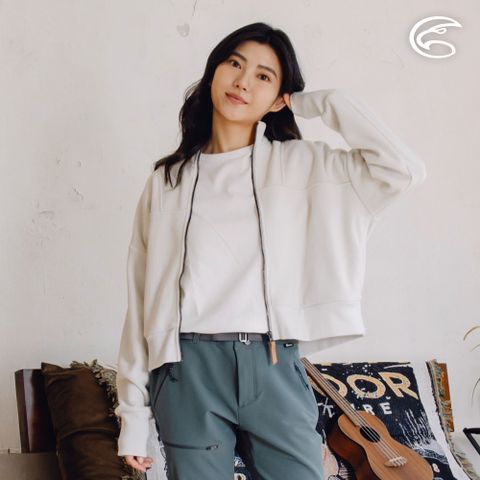 ADISI 女環保紗針織休閒保暖外套 AJ2421081/迷霧白