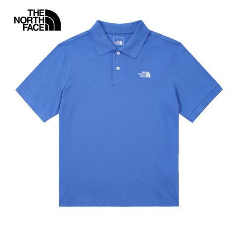 The North Face 北面 男款藍色純棉舒適短袖POLO衫｜87UX6IF