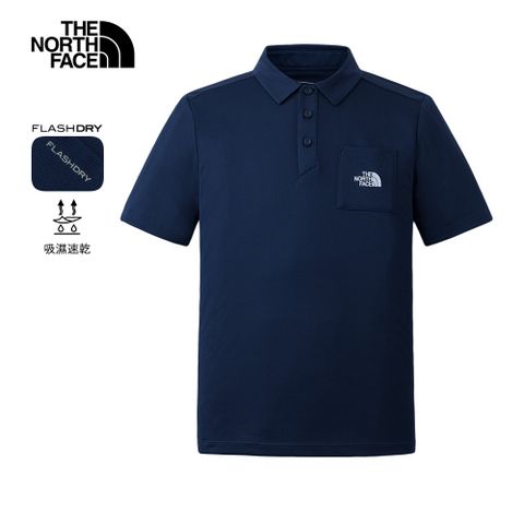 The North Face北面男款藍色吸濕排汗短袖POLO衫｜8EY48K2 排汗衫