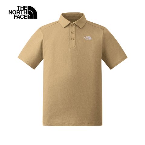 The North Face北面男女款卡其色純棉短袖POLO衫｜8EY7LK5