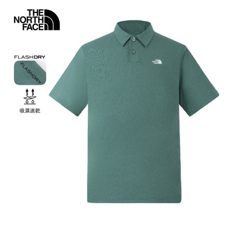 The North Face北面男款綠色吸濕排汗短袖POLO衫｜8EY5HCH 排汗衫