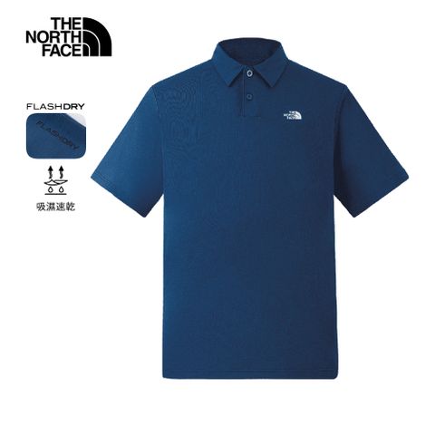 The North Face北面男款藍色吸濕排汗短袖POLO衫｜8EY5HDC 排汗衫