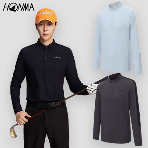 HONMA 本間高爾夫 男士針織polo衫 2025秋冬新款 日本高爾夫專業品牌(L~XXL 藍/黑/灰色 HMLQ705R507)
