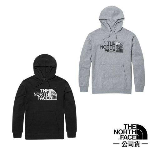 【The North Face】男款 LOGO山峰印花連帽大學T/7QUV
