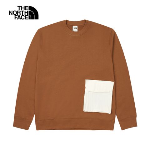 The North Face北面男款棕色純棉舒適保暖休閒長袖大學T｜87UTQHO