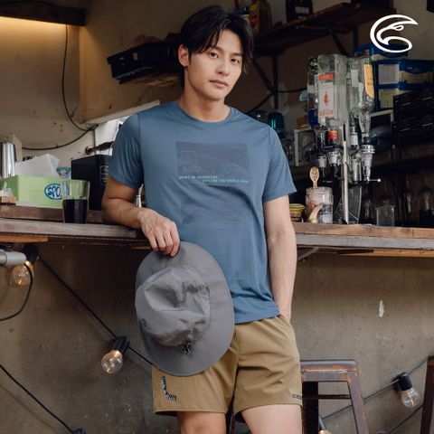 ADISI 男輕薄棉感快乾短袖圖T AL2411065 / 雙色灰藍