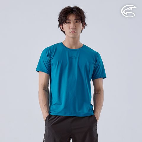 ADISI 男緹花洞洞圓領排汗抑菌消臭圖騰上衣 AL2411059 / 比斯開綠