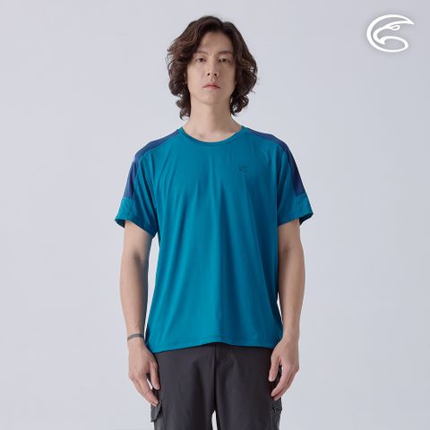ADISI 男緹花洞洞圓領排汗抑菌消臭上衣 AL2411060 / 比斯開綠/藏青