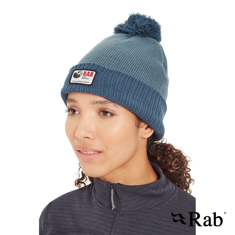 RAB Essential Bobble 復古徽章針織毛球毛帽 獵戶藍/暴風藍 #QAB25