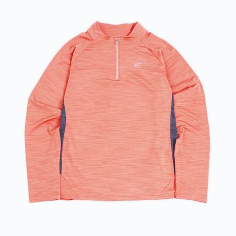 ADISI 女半門襟雲彩紗透氣快乾保暖上衣 AL2421034-粉橘