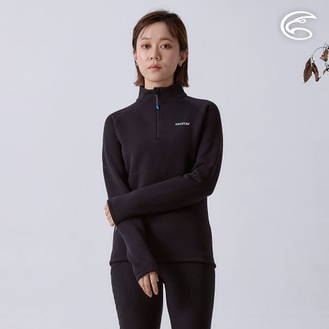 ADISI 女Power Stretch pro半門襟保暖上衣 AL2421004/極限黑