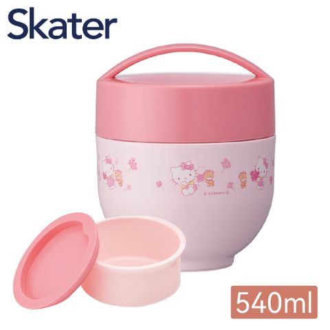 【日本Skater】不鏽鋼雙層保溫便當盒 可提式 540ml Hello Kitty 午餐/野餐/上學/通勤