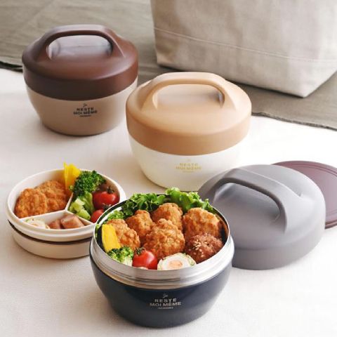 【SABU HIROMORI】日本RESTE不鏽鋼雙層保冷保溫便當盒 可提式 620ml