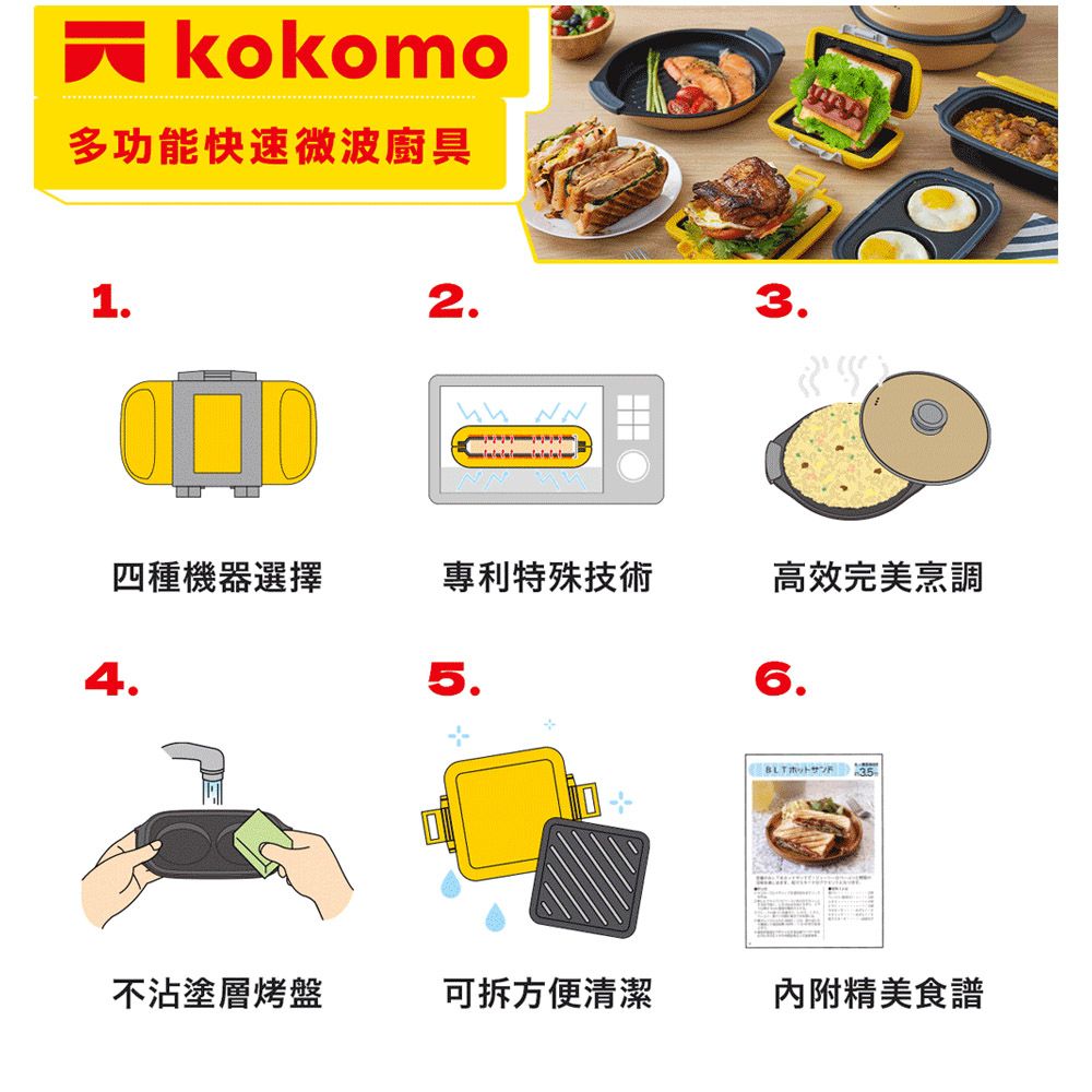 kokomo 煎蒸煮料理鍋KO-WB24D(微波專用)