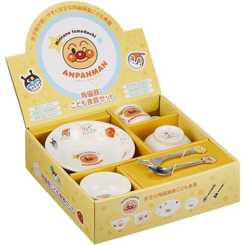 【ANPANMAN 麵包超人】兒童瓷器餐具 陶瓷器餐具 兒童盤 水杯 飯碗 湯叉組 禮盒組6件組