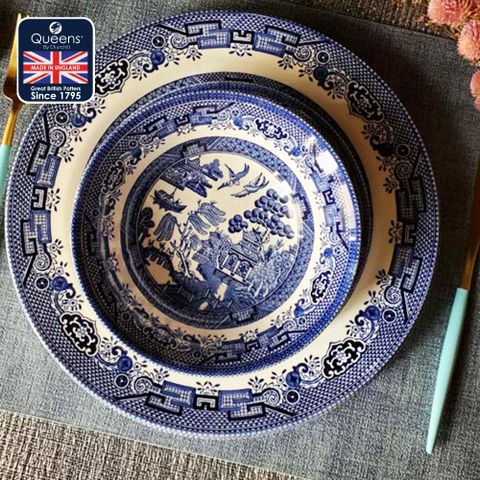 ★小資入手★ 英國CHURCHiLL-Blue willow柳樹系列-三件餐盤組