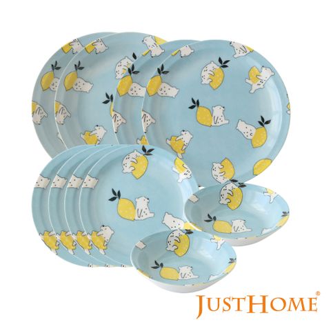 Just Home日本製檸檬熊陶瓷碗盤餐具10件組-可微波(碗+盤)