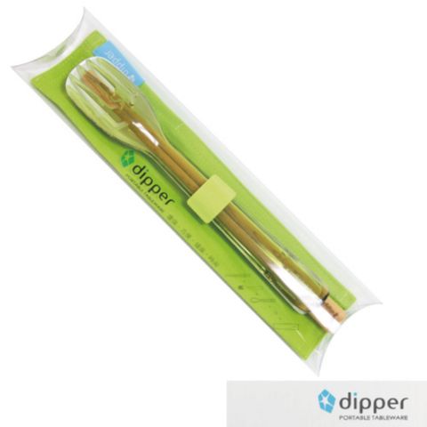 Dipper環保檜木筷餐具組-綠白