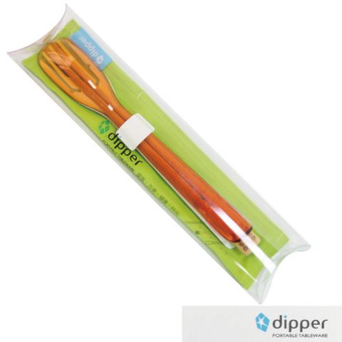 Dipper環保檜木筷餐具組-橘白