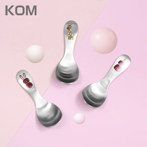 【KOM】小動物大胃王304不鏽鋼兒童圓匙3入