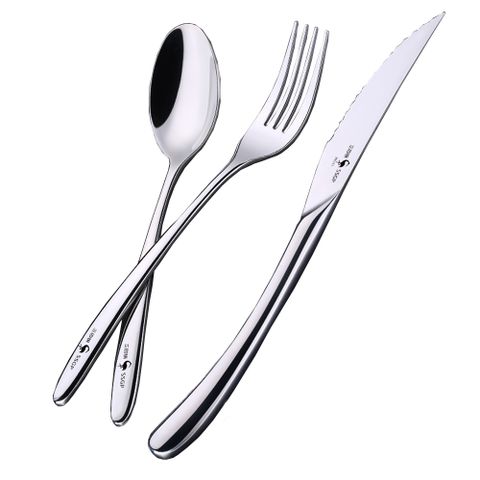 PUSH!餐具不銹鋼叉子勺子316不銹鋼刀叉勺牛排刀叉西餐餐具三件套裝E162