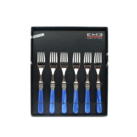 義大利EME經典拿破崙系列（寶石藍色）6入點心叉組18cm附原裝彩盒