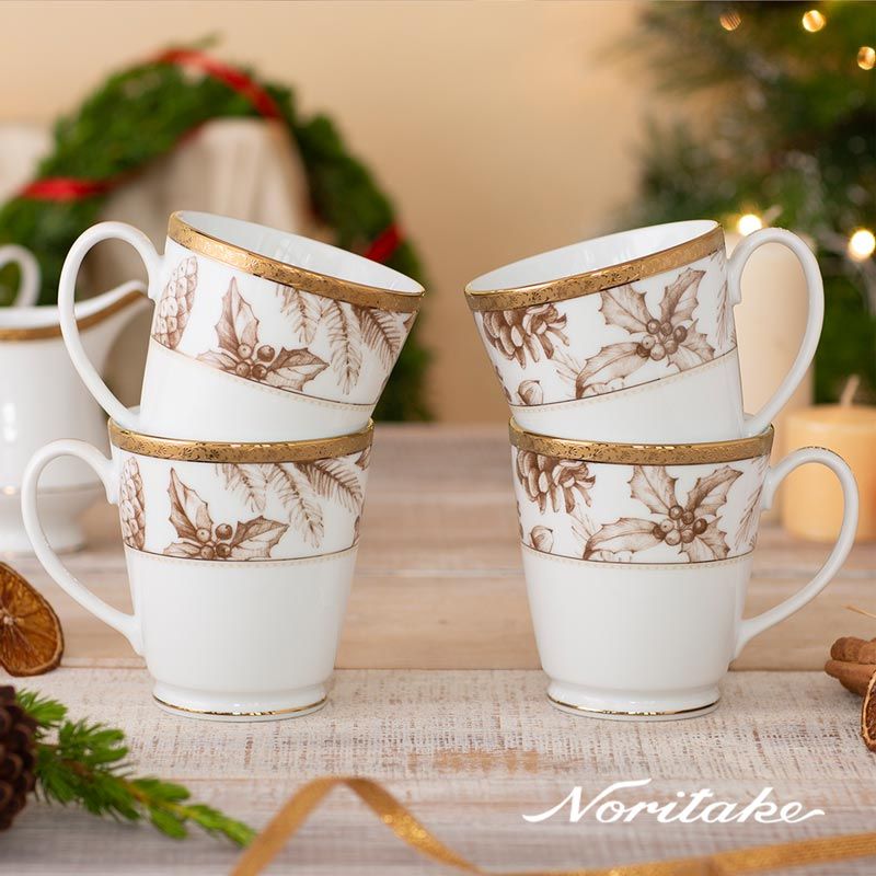 Noritake 金色聖誕金邊-馬克杯4入-聖誕節限定款