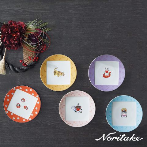 滿$3880送雙層野餐罐【Noritake】日式幸運紋5入-點心盤15.5cm