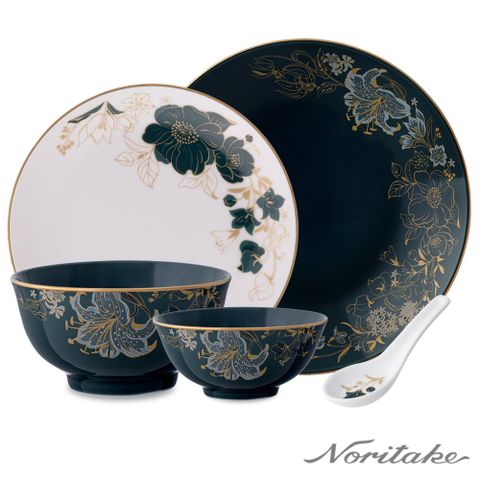 Noritake 綺麗之境-單人5件中餐組(飯碗+麵碗+湯匙+雙圓盤)