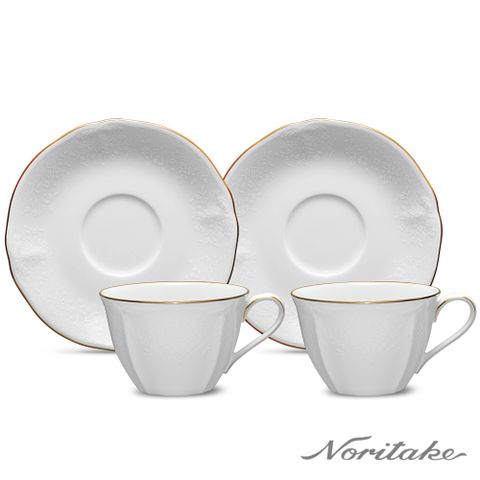 Noritake 新芽(白雪)-金邊咖啡對杯