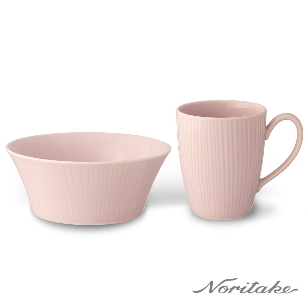 Noritake 針葉林-輕食麥片碗+馬克杯組(粉紅/水藍/鵝黃)