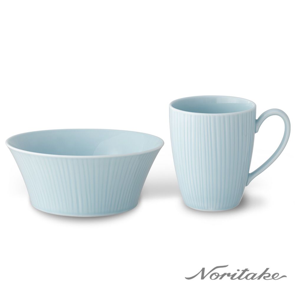 Noritake 針葉林-輕食麥片碗+馬克杯組(粉紅/水藍/鵝黃)